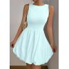 imagePRETTYGARDEN Summer Dresses for Women 2025 Casual Sleeveless Tank Mini Short Dress Crew Neck Bubble Sundress with PocketsBlue