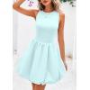 imagePRETTYGARDEN Summer Dresses for Women 2025 Casual Sleeveless Tank Mini Short Dress Crew Neck Bubble Sundress with PocketsBlue