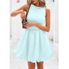imagePRETTYGARDEN Summer Dresses for Women 2025 Casual Sleeveless Tank Mini Short Dress Crew Neck Bubble Sundress with PocketsBlue