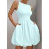 imagePRETTYGARDEN Summer Dresses for Women 2025 Casual Sleeveless Tank Mini Short Dress Crew Neck Bubble Sundress with PocketsBlue