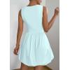 imagePRETTYGARDEN Summer Dresses for Women 2025 Casual Sleeveless Tank Mini Short Dress Crew Neck Bubble Sundress with PocketsBlue
