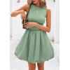 imagePRETTYGARDEN Summer Dresses for Women 2025 Casual Sleeveless Tank Mini Short Dress Crew Neck Bubble Sundress with PocketsGreen