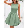 imagePRETTYGARDEN Summer Dresses for Women 2025 Casual Sleeveless Tank Mini Short Dress Crew Neck Bubble Sundress with PocketsGreen