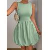imagePRETTYGARDEN Summer Dresses for Women 2025 Casual Sleeveless Tank Mini Short Dress Crew Neck Bubble Sundress with PocketsGreen
