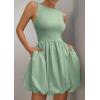 imagePRETTYGARDEN Summer Dresses for Women 2025 Casual Sleeveless Tank Mini Short Dress Crew Neck Bubble Sundress with PocketsGreen