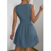 imagePRETTYGARDEN Summer Dresses for Women 2025 Casual Sleeveless Tank Mini Short Dress Crew Neck Bubble Sundress with PocketsGrey Blue