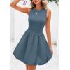imagePRETTYGARDEN Summer Dresses for Women 2025 Casual Sleeveless Tank Mini Short Dress Crew Neck Bubble Sundress with PocketsGrey Blue