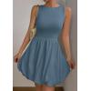 imagePRETTYGARDEN Summer Dresses for Women 2025 Casual Sleeveless Tank Mini Short Dress Crew Neck Bubble Sundress with PocketsGrey Blue