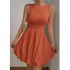 imagePRETTYGARDEN Summer Dresses for Women 2025 Casual Sleeveless Tank Mini Short Dress Crew Neck Bubble Sundress with PocketsOrange