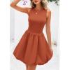 imagePRETTYGARDEN Summer Dresses for Women 2025 Casual Sleeveless Tank Mini Short Dress Crew Neck Bubble Sundress with PocketsOrange