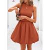imagePRETTYGARDEN Summer Dresses for Women 2025 Casual Sleeveless Tank Mini Short Dress Crew Neck Bubble Sundress with PocketsOrange