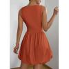 imagePRETTYGARDEN Summer Dresses for Women 2025 Casual Sleeveless Tank Mini Short Dress Crew Neck Bubble Sundress with PocketsOrange