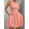 imagePRETTYGARDEN Summer Dresses for Women 2025 Casual Sleeveless Tank Mini Short Dress Crew Neck Bubble Sundress with PocketsPink