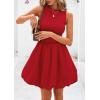 imagePRETTYGARDEN Summer Dresses for Women 2025 Casual Sleeveless Tank Mini Short Dress Crew Neck Bubble Sundress with PocketsRed