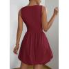 imagePRETTYGARDEN Summer Dresses for Women 2025 Casual Sleeveless Tank Mini Short Dress Crew Neck Bubble Sundress with PocketsWine Red