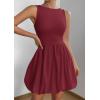 imagePRETTYGARDEN Summer Dresses for Women 2025 Casual Sleeveless Tank Mini Short Dress Crew Neck Bubble Sundress with PocketsWine Red