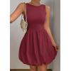 imagePRETTYGARDEN Summer Dresses for Women 2025 Casual Sleeveless Tank Mini Short Dress Crew Neck Bubble Sundress with PocketsWine Red