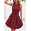 imagePRETTYGARDEN Summer Dresses for Women 2025 Casual Sleeveless Tank Mini Short Dress Crew Neck Bubble Sundress with PocketsWine Red