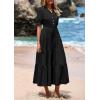 imagePRETTYGARDEN Summer Dresses for Women 2025 Elegant Classy Short Sleeve V Neck Ruffle A Line Belted Long Flowy Beach DressBlack