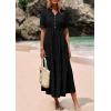 imagePRETTYGARDEN Summer Dresses for Women 2025 Elegant Classy Short Sleeve V Neck Ruffle A Line Belted Long Flowy Beach DressBlack