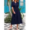 imagePRETTYGARDEN Summer Dresses for Women 2025 Elegant Classy Short Sleeve V Neck Ruffle A Line Belted Long Flowy Beach DressNavy