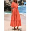 imagePRETTYGARDEN Summer Dresses for Women 2025 Elegant Classy Short Sleeve V Neck Ruffle A Line Belted Long Flowy Beach DressOrange