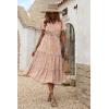 imagePRETTYGARDEN Summer Floral Dress for Women 2025 Casual Boho Short Sleeve Maxi Dresses V Neck Tiered Flowy Beach SundressApricot
