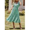 imagePRETTYGARDEN Summer Floral Dress for Women 2025 Casual Boho Short Sleeve Maxi Dresses V Neck Tiered Flowy Beach SundressLight Green