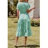 imagePRETTYGARDEN Summer Floral Dress for Women 2025 Casual Boho Short Sleeve Maxi Dresses V Neck Tiered Flowy Beach SundressLight Green