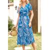 imagePRETTYGARDEN Summer Floral Dress for Women 2025 Casual Boho Short Sleeve Maxi Dresses V Neck Tiered Flowy Beach SundressPrint Blue
