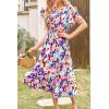 imagePRETTYGARDEN Summer Floral Dress for Women 2025 Casual Boho Short Sleeve Maxi Dresses V Neck Tiered Flowy Beach SundressPrint Multicolored