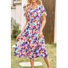 imagePRETTYGARDEN Summer Floral Dress for Women 2025 Casual Boho Short Sleeve Maxi Dresses V Neck Tiered Flowy Beach SundressPrint Multicolored