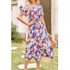 imagePRETTYGARDEN Summer Floral Dress for Women 2025 Casual Boho Short Sleeve Maxi Dresses V Neck Tiered Flowy Beach SundressPrint Multicolored