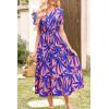 imagePRETTYGARDEN Summer Floral Dress for Women 2025 Casual Boho Short Sleeve Maxi Dresses V Neck Tiered Flowy Beach SundressPrint Pink Purple