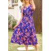 imagePRETTYGARDEN Summer Floral Dress for Women 2025 Casual Boho Short Sleeve Maxi Dresses V Neck Tiered Flowy Beach SundressPrint Pink Purple