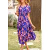 imagePRETTYGARDEN Summer Floral Dress for Women 2025 Casual Boho Short Sleeve Maxi Dresses V Neck Tiered Flowy Beach SundressPrint Pink Purple