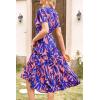 imagePRETTYGARDEN Summer Floral Dress for Women 2025 Casual Boho Short Sleeve Maxi Dresses V Neck Tiered Flowy Beach SundressPrint Pink Purple