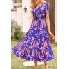 imagePRETTYGARDEN Summer Floral Dress for Women 2025 Casual Boho Short Sleeve Maxi Dresses V Neck Tiered Flowy Beach SundressPrint Pink Purple