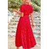 imagePRETTYGARDEN Summer Floral Dress for Women 2025 Casual Boho Short Sleeve Maxi Dresses V Neck Tiered Flowy Beach SundressPrint Red