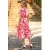 imagePRETTYGARDEN Summer Floral Dress for Women 2025 Casual Boho Short Sleeve Maxi Dresses V Neck Tiered Flowy Beach SundressRed Floral