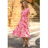 imagePRETTYGARDEN Summer Floral Dress for Women 2025 Casual Boho Short Sleeve Maxi Dresses V Neck Tiered Flowy Beach SundressRed Floral
