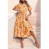 imagePRETTYGARDEN Summer Floral Dress for Women 2025 Casual Boho Short Sleeve Maxi Dresses V Neck Tiered Flowy Beach SundressWhite Yellow Floral