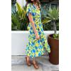 imagePRETTYGARDEN Summer Floral Dress for Women 2025 Casual Boho Short Sleeve Maxi Dresses V Neck Tiered Flowy Beach SundressYellow Blue Floral