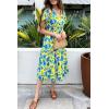 imagePRETTYGARDEN Summer Floral Dress for Women 2025 Casual Boho Short Sleeve Maxi Dresses V Neck Tiered Flowy Beach SundressYellow Blue Floral