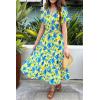 imagePRETTYGARDEN Summer Floral Dress for Women 2025 Casual Boho Short Sleeve Maxi Dresses V Neck Tiered Flowy Beach SundressYellow Blue Floral