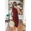 imagePRETTYGARDEN Women Bodycon Midi Dress 2025 Summer Spring Casual Vacation Sundress Fitted Sleeveless Tank DressesWine Red