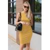 imagePRETTYGARDEN Women Bodycon Midi Dress 2025 Summer Spring Casual Vacation Sundress Fitted Sleeveless Tank DressesYellow