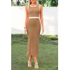 imagePRETTYGARDEN Women Bodycon Midi Dress 2025 Summer Spring Casual Vacation Sundress Fitted Sleeveless Tank DressesZkhaki