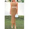 imagePRETTYGARDEN Women Bodycon Midi Dress 2025 Summer Spring Casual Vacation Sundress Fitted Sleeveless Tank DressesZkhaki