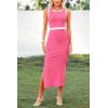 imagePRETTYGARDEN Women Bodycon Midi Dress 2025 Summer Spring Casual Vacation Sundress Fitted Sleeveless Tank DressesZpink